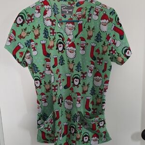 Butter-Soft Women's Festive Green Scrub Top